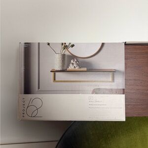 Project 62 Wooden Wall Shelf with Gold Accent